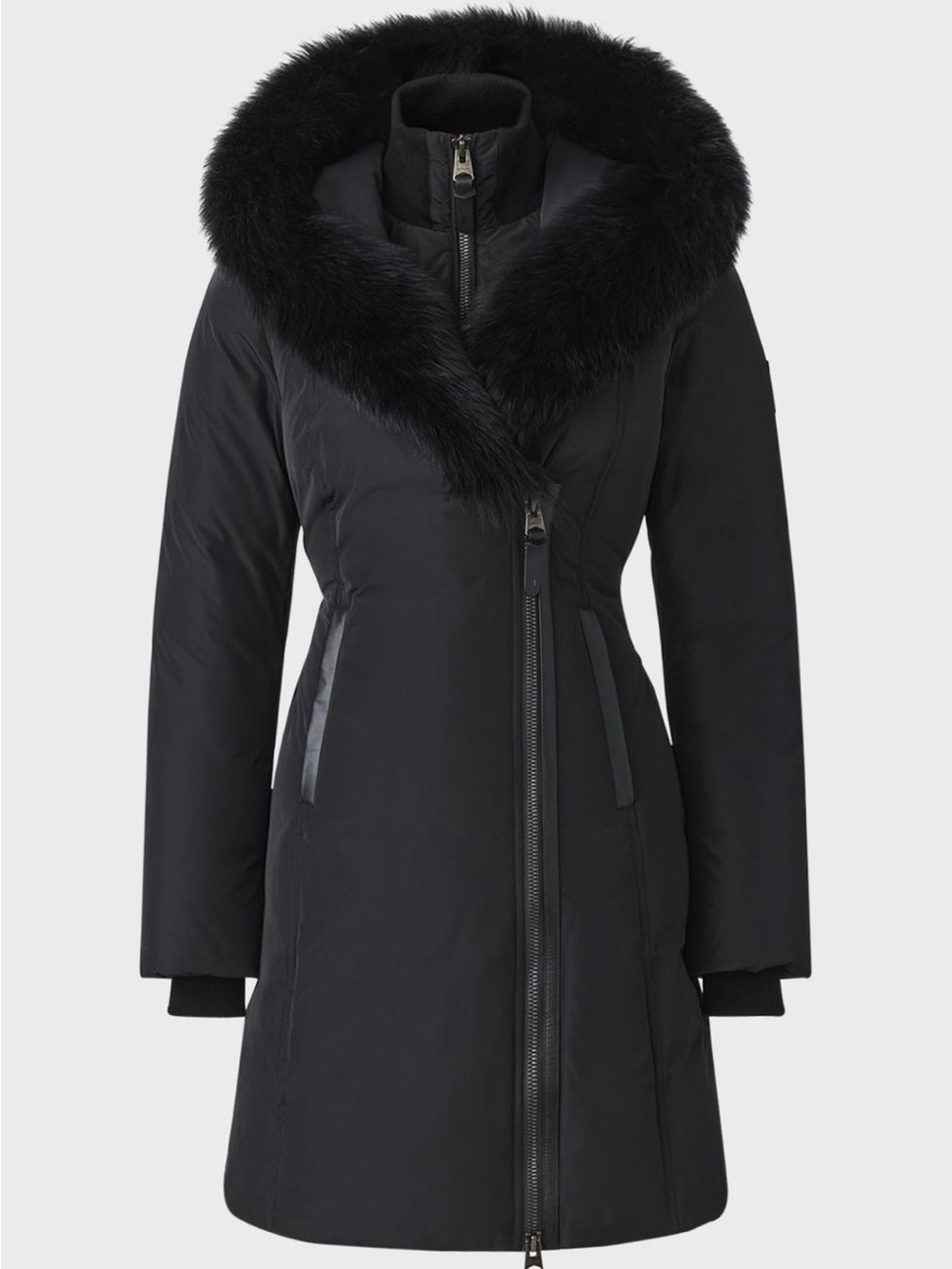 MACKAGE KAY-SH BLACK S - BRAND NEW LADIES DOWN COAT WITH SHEARLING COLLAR